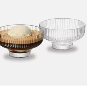 NIB NESPRESSO BARISTA COLLECTION Affogato Glass Bowls Set of 2 Dessert Bowls